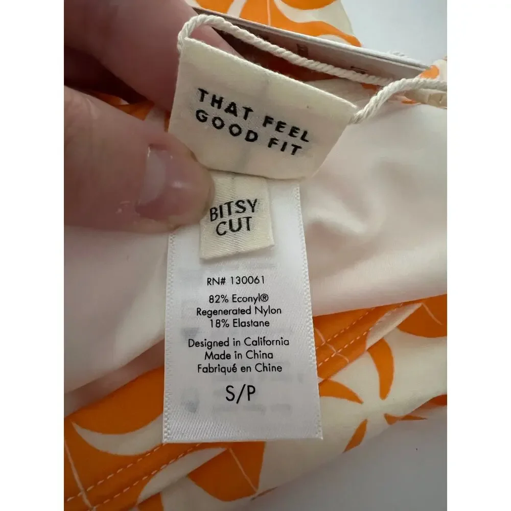 NWT L*Space Women's Swimwear Camdyn Bikini Bottom Bitsy Cut Orange Cream Size S